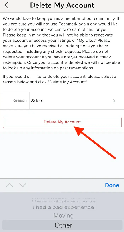 How to delete poshmark account on iphone